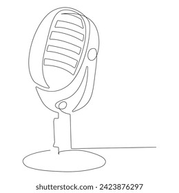 Continuous single line microphone mic sound one line art drawing and illustration vector design