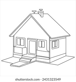 Continuous single line modern house art drawing vector style illustration