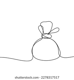 Continuous Single Line Money Bag Vector Icon: Simplified Symbol for Financial Storage and Investment.