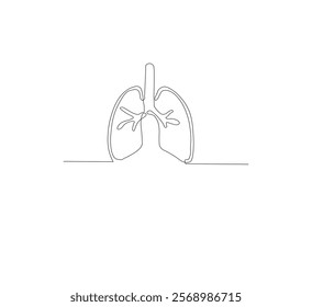Continuous single line on the anatomy of the lungs. White background Minimalist vector illustration.