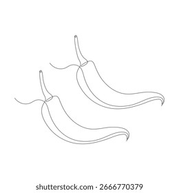 Desenho contínuo de uma única linha de uma arte da ilustração do vetor de pimenta quente.