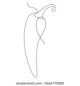 Desenho contínuo de uma única linha de uma arte da ilustração do vetor de pimenta quente.