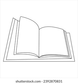 Continuous single line open book art drawing vector style illustration