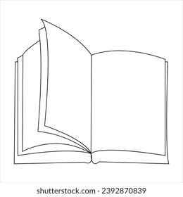 Continuous single line open book art drawing vector style illustration