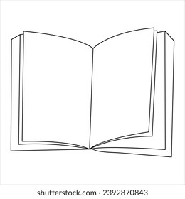 Continuous single line open book art drawing vector style illustration