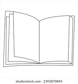 Continuous single line open book art drawing vector style illustration
