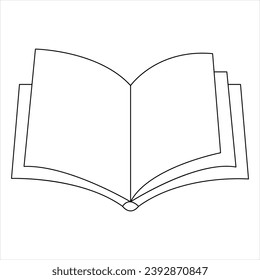 Continuous single line open book art drawing vector style illustration