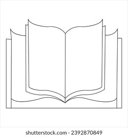 Continuous single line open book art drawing vector style illustration