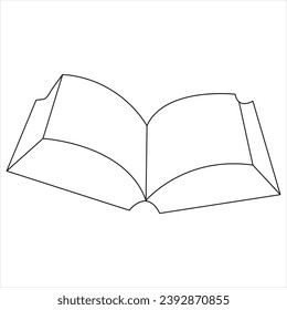 Continuous single line open book art drawing vector style illustration
