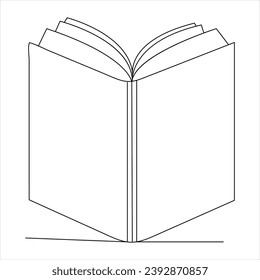 Continuous single line open book art drawing vector style illustration