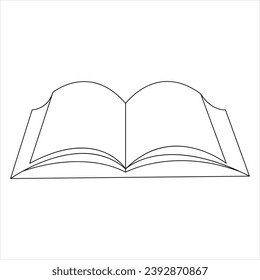 Continuous single line open book art drawing vector style illustration
