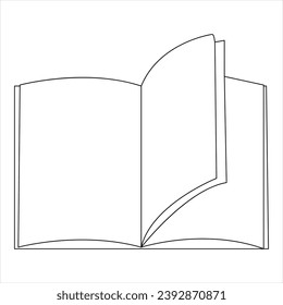 Continuous single line open book art drawing vector style illustration