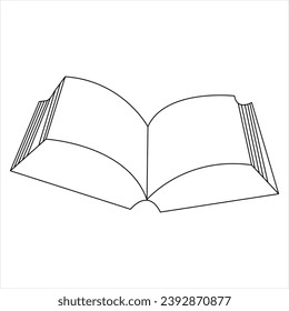 Continuous single line open book art drawing vector style illustration