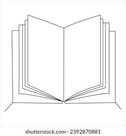 Ilustración de estilo vectorial de dibujo de libro abierto de línea única continua