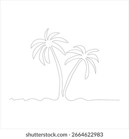 Continuous single line of palm tree drawing outline art illustration