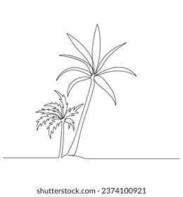 Continuous single line plant growth progress outline vector art design 