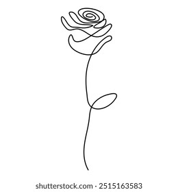 Línea continua de una sola línea de la flor de rosa que dibuja la ilustración del Arte vectorial del contorno
