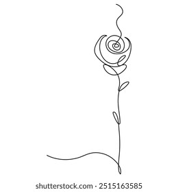 Linha única contínua de flor de rosa desenho esboço vetor arte ilustração
