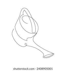 Continuous single line sketch drawing of watering can gardening and farming tool equipment. One line art of plant growth earth day save environment vector illustration