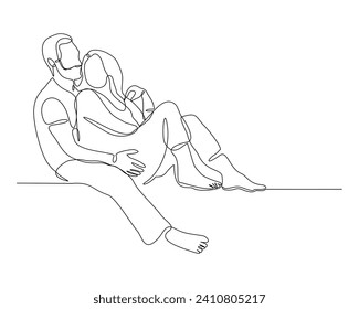 Continuous single line sketch drawing of romantic couple hugging together with love. One line art of valentine couple romance concept vector illustration