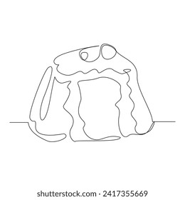 Continuous single line sketch drawing of panna cotta pudding jelly italian. One line art of dessert food snack meal food vector illustration