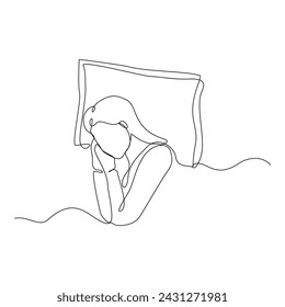 Kontinuierliche Single Line Skizze Zeichnung der Frau schlafen auf Kissenbett eine Linie Lifestyle Vektor-Illustration