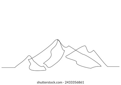 Dibujo continuo de boceto de una sola línea de paisaje de montaña naturaleza aventura viaje volcán una línea ilustración vectorial