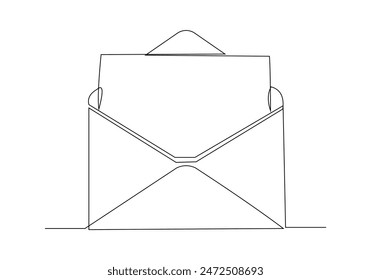 Continuous single line sketch drawing of envelope paper mail post card letter. One line concept of email message letter vector illustration