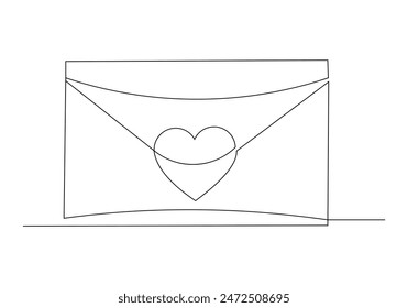 Continuous single line sketch drawing of envelope paper mail post card letter. One line concept of email message letter vector illustration