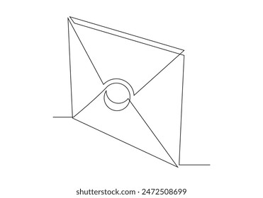 Continuous single line sketch drawing of envelope paper mail post card letter. One line concept of email message letter vector illustration