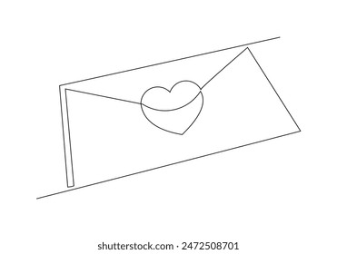 Continuous single line sketch drawing of envelope paper mail post card letter. One line concept of email message letter vector illustration