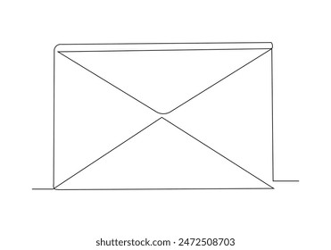 Continuous single line sketch drawing of envelope paper mail post card letter. One line concept of email message letter vector illustration