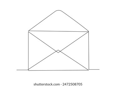 Continuous single line sketch drawing of envelope paper mail post card letter. One line concept of email message letter vector illustration