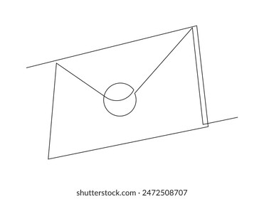 Continuous single line sketch drawing of envelope paper mail post card letter. One line concept of email message letter vector illustration