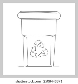 Desenho de esboço de linha única contínuo de lixeira lixeira lixeira lixo casa equipamento kitchenware ferramentas uma linha vetor ilustração