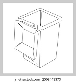 Continuous single line sketch drawing of recycle bin dustbin rubbish bin home appliance kitchenware tools one line vector illustration