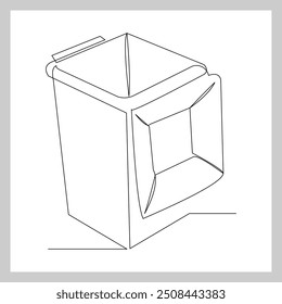 Continuous single line sketch drawing of recycle bin dustbin rubbish bin home appliance kitchenware tools one line vector illustration