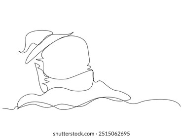 Continuous single line sketch drawing of spooky horror scary gravestone grave cemetery memorial halloween concept one line art vector illustration