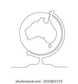 Kontinuierliche einzeilige Skizze Zeichnung von Australien Karte Land Nation eine Zeile Vektorgrafik Konzept