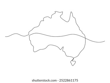 Desenho de esboço de linha única contínuo do mapa da Austrália país nação uma linha vetor ilustração conceito