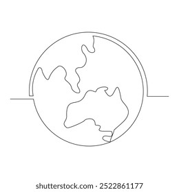 Kontinuierliche einzeilige Skizze Zeichnung von Australien Karte Land Nation eine Zeile Vektorgrafik Konzept