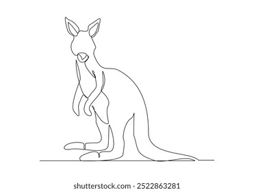 Continuous single line sketch drawing of kangaroo australia endemic animal mammals wild life one line art concept vector illustration