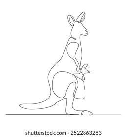 Continuous single line sketch drawing of kangaroo australia endemic animal mammals wild life one line art concept vector illustration