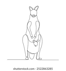 Continuous single line sketch drawing of kangaroo australia endemic animal mammals wild life one line art concept vector illustration