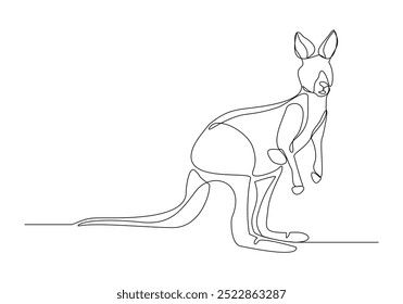 Continuous single line sketch drawing of kangaroo australia endemic animal mammals wild life one line art concept vector illustration