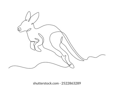 Continuous single line sketch drawing of kangaroo australia endemic animal mammals wild life one line art concept vector illustration