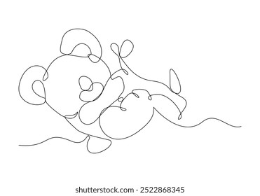 Continuous single line sketch drawing of koala bear australia endemic animal mammals wild life one line art concept vector illustration