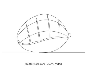 Continuous single line sketch drawing of whole and sliced mango fruit. Editable stroke one line of tropical fresh fruit vector illustration