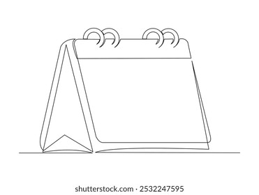 Continuous single line  sketch drawing of standing calendar table business schedule and planning one line concept vector illustration