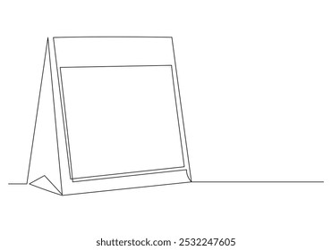 Continuous single line  sketch drawing of standing calendar table business schedule and planning one line concept vector illustration